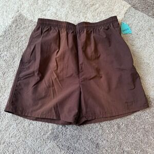 Basix Body Surf Mens Nylon Swim Trunks Brown Mesh Lined Board Shorts Large NWT